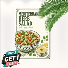 Mediterranean Herb Garden Salad Kitchen Recipe Guide Plaque Metal Tin Sign picture