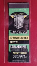 1930's Hotel Paramount New York Times Square Matchbook Match Cover picture