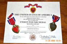 The Unseen Wounds Medal, Certificate Agent Orange PTSD training accident Lejeune picture