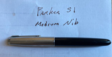 Vintage Parker 51 Fountain Pen Black Steel Jeweled End Cap Aerometric Fill picture
