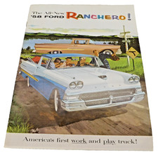 1958 Vintage Ford Ranchero Automobile Brochure with Specifications Work & Play picture