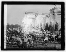 Photo:1929 Abbey Mausoleum Funeral Crowd Outdoors picture