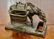 Antique Bronze Figural Decorative Donkey/Mule Desk Piece- Stamp or Match Holder picture