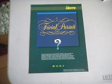 NOS ORIGINAL 1985 BALLY SAC SENTE TRIVIAL PURSUIT ARCADE VIDEO GAME FLYER picture