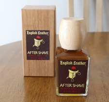 NOS Vintage English Leather After Shave Bottle 8 Oz. Wooden Screw Cap With Box picture