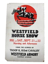 Vintage Westfield New Jersey Horse Show Cardboard Sign picture