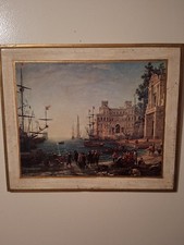 Vintage Italian Wooden Florentine Venice Scene Wall Plaque Made In Italy picture