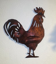 Huge Rustic Metal Rooster Wall Hanging Farmhouse Made In Mexico 23”x20” picture