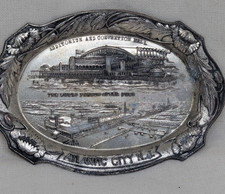 Vintage Atlantic City Souvenir Metal Mini Trinket Tray, Made in Occupied Japan picture