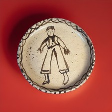 Vintage Tzintzuntzan Mexican Folk Art Pottery Plate Michoacan Red Clay 8” picture