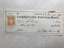 Lambertville National Bank, Lambertville NJ 1871 Check SBJ161 picture