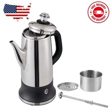 12-Cup Electric Percolator Coffee Pot Stainless Steel Coffee Maker Silver picture
