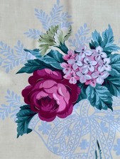 40s Chantilly Rose ROSES on Lemon Hollywood Regency Barkcloth Era Vintage Fabric picture