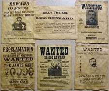 Billy the Kid Old West Wanted Posters Doc Holliday Jesse James Bill Doolin picture