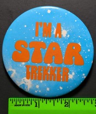 Vintage I'm a Star Trekker Star Trek TV Show Space Pinback Pin picture
