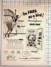 Vintage 1950s Westinghouse Frost-Free Refrigerator Magazine Ad DFD-104 picture