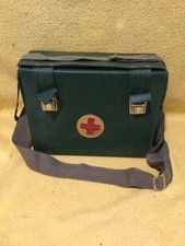 VTG 1940’s First Aid Medic Bag/Case with Red Cross Emblem - With Bandages picture