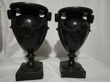 Antique Pair of Egyptian Revival Bronze-Patinated Figural Urns- Rare  picture
