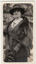 c1920s Woman Fur Cape Hat Gloves Purse Fashion RPPC AZO Real Photo Postcard picture