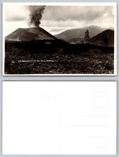 RPPC Erupting Paricutin Volcano Mexico San Juan Parangaricutiro Church 1940s picture