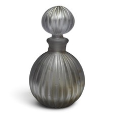 Vtg Silvestri Handmade Ribbed Frosted Satin Glass  Perfume Bottle Violet Purple picture
