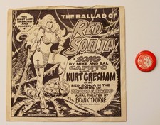 Rare 1976 Marvel Comics Sonjacon Red Sonja .45 Record + Button - Marvelmania picture