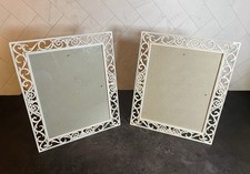 Vintage Pair Of White Filigree Metal Picture Frames Shabby Chic Design 8” x 10” picture