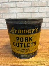 Antique Vintage Armour's Pork Cutlets 5 Pound Can Tin Advertising Chicago picture