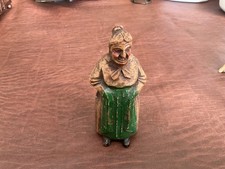 Vintage 1940s Syroco Wood Old Woman Green Apron Figurine 5
