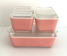 Vtg Pyrex Pink 8pc Refrigerator Dish Set with Ribbed Lids 501 502 503 picture