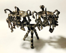 1960's Polish Brutalist Dual Candle Holder Welded Iron Candelabra MCM Poland VTG picture