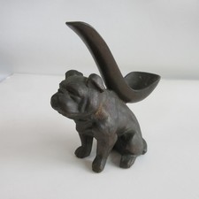 Antique Bulldog Pipe Smoking holder stand AMW Newark New Jersey bronze color picture