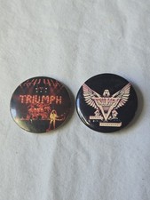 2 TRIUMPH Rock band Pin Vintage 1980s Heavy Metal Pinback Button Badge Original  picture