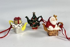 Vintage 1995 Cardew Design Tiny Christmas Teapot Ornaments (set of 3) picture