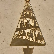 Rare 1986 Hall Family Brass Hallmark Christmas Ornament Of 3 Wisemen Nativity picture