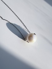 White Fresh Water Pearl Necklace | 11.7mm Pearl | 18 Inch Adjustable S925 picture