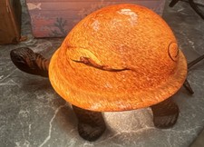 Vintage Turtle Amber Glass Decorative Retro Night Light Cast Iron Style Lamp picture