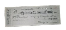 Vintage 1915 Ephrata National Bank Check Harry W. Keller Auto Tires Ephemera picture
