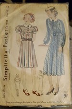 Vtg ORGINAL SIMPLICITY PATTERN 1697 Size 10 FROM 1930's NRA Girls & Juniors picture