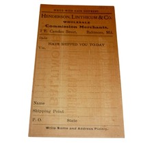 Antique Henderson Linthicum Baltimore MD Postal Card Wholesale Merchant Ephemera picture