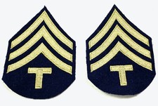 WWII US NCO T4 TECH SERGEANT JACKET RANK CHEVRONS INSIGNIA  picture