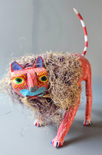 Hand-Carved Copal Wood LION Alebrije Oaxacan Sculpture Signed picture