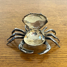 Vintage Spanish Silver Plated Figural Crab Hinged Trinket Box 192g Spain picture