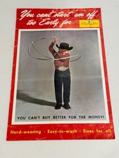 Vintage Blue Bell Wrangler Jeans  Advertising Poster EXTREMELY RARE picture