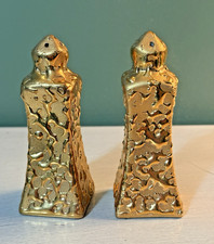 Vintage Weeping Gold Salt and Pepper Shakers Gold Craft USA 22K Gold 4 Inch picture
