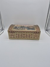 Vtg E. Otto Schmidt Hinged Tin Box Liverpool England Old English 1845 Scene  picture