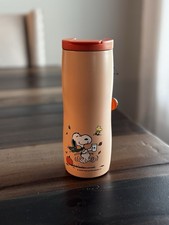 IN HAND Starbucks x Peanuts Snoopy 16oz Stainless Steel Tumbler Orange W/ Charm picture