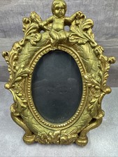 Vintage Gold Gilt Cherub Angel Resin Picture Frame 7.5” Tall picture