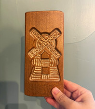 Vintage wooden cookie mold , windmill picture