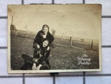 Vintage 1910s Two Women Playful Pose Rural Farm Field Snapshot Photo picture